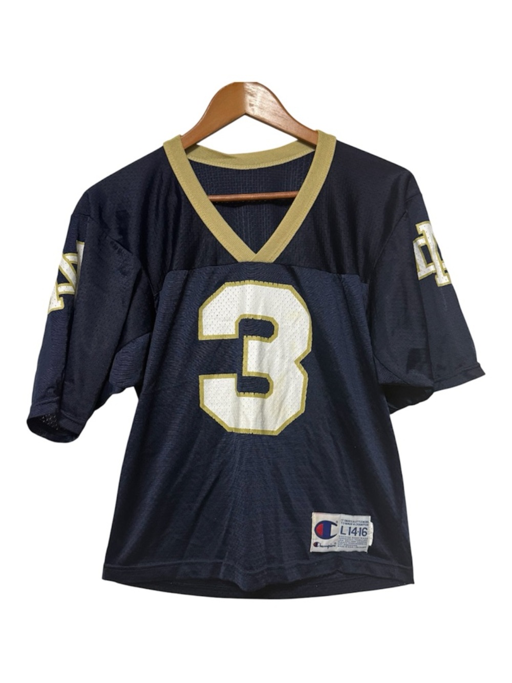 Vtg YOUTH Champion Notre Dame Fighting Irish #3 Montana Football Jersey Large